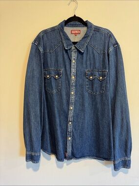 Lucky Brand Blue Denim Western Button-Down Shirt